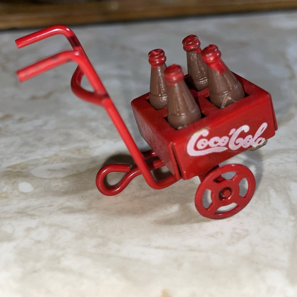 Tiny Red Coca-cola Delivery Wagon with Crate